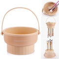 GOLIKEE Makeup Brush Cleaner Mat 3 in 1 Silicone Makeup Brush Cleaner Bowl Cosmetic Brushes Cleaning Tool Organizer for Storage and Air Drying（Khaki）