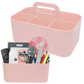 BLLREMIPSUR Plastic Portable Caddy with Handle, Pink Bathroom Shower Caddy Organizer, 5 Grid Small Caddies Storage Basket for Makeup, Cleaning, Art Craft, Stationery