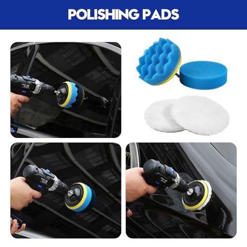 Qydipclin 45Pcs Car Detailing Kit, Car Detailing Brush Set, Car Wash Cleaning Kit, Car Detailing Brushes, Professional Car Care Kit for Interior Exterior Wheels, Blue