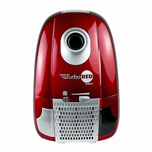 Atrix Turbo Red AHC-1 HEPA Canister Vacuum Cleaner – Powerful 1,400W Variable Speed Motor, Lightweight 6-Quart Bag Design, 3-Stage Filtration, Telescopic Wand, Full Bag Indicator & Accessory Kit