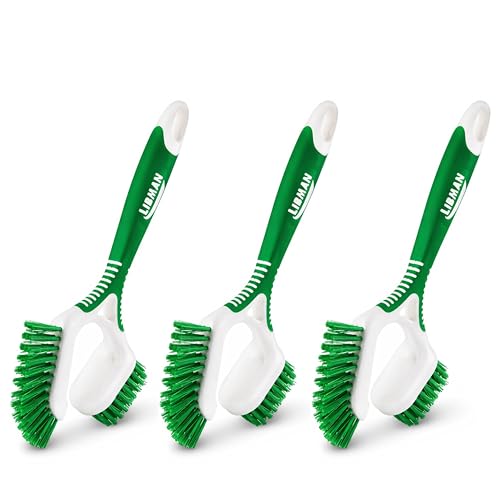 LIBMAN Tile & Grout Brush with Long Handle - 2-in-1 Cleaning Scrub Brush - 3 Pack