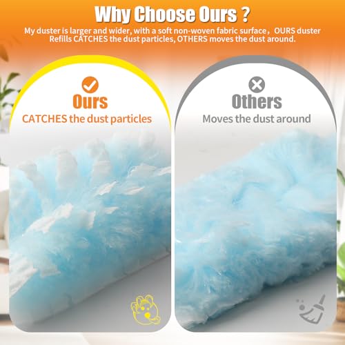 Swilsweep 80 Count Duster Refills with 1 Short Handle & 3 ft Extendable Handle, Compatible with Swiffer Duster, 180° Disposable Microfiber Cleaning Dusters, Unscented