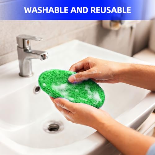 desin Windshield Cleaning Tool, Car Window Cleaner Windshield Cleaner with 4 Reusable and Washable Microfiber Pads and Extendable Handle Auto Inside Glass Wiper Kit (Green)
