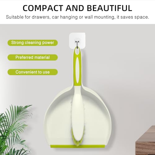 NACENA Dust Pan and Brush Set, Large Hand Broom and Dustpan Set Large Brush and Dustpan Set for Camping Broom and Dustpan Combo for Daily Cleaning Pet Hair Office Home Car, Yellow & Green