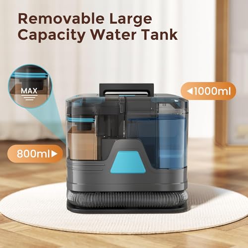 DEVOAC C8 Portable Carpet Upholstery Spot Cleaner Machine with Versatile Tools, Self-Cleaning, Powerful Suction, Pet Stain Remover, Car and Auto Detailer (Cyan)