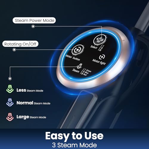 DEVOAC VM6 Scrubbing Steam Mop with Rotating Mop Pads, 10 in 1 Steam Mop, Lightweight Spin Mop & 3 Steam Modes for Hard Floor Laminate Marble Floors (Ink)