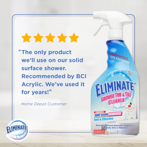 Clean-X Eliminate Shower Tub & Tile Cleaner- 32 fl oz. - Shower Cleaner. Powerful Cleaner removes soap scum and hard water minerals by UNELKO Invisible Shield (2 Pack)