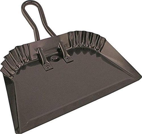 Edward Tools Black Metal Dustpan 12” - Heavy Duty Powder Coated Steel Does not chip or Bend - Precision Edge for Small Item Sweeping - Loop Handle for Comfort/Hanging (1)