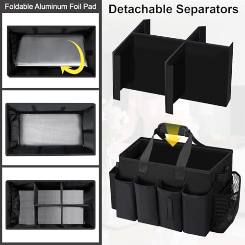 Wigojoy Wearable Large Cleaning Caddy Bag for Housekeeper, Clean Supply Organizer with Adjustable Shoulder, Waist & Handle Straps, Detailing Bag for Kitchen Supplies (Black)