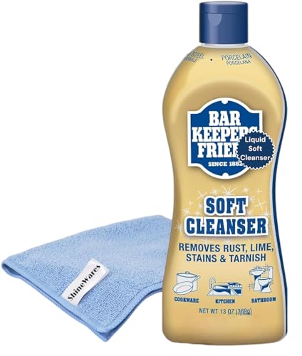 Bar Keepers Friend 13oz Soft Cleanser Bundled Microfiber Cleaning Towel - Great for everyday Cleaning of Pots, Pans, Stovetop, Cooktops, Water Stains, Bathrooms, Kitchens & more.