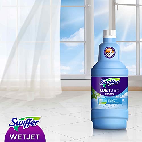 Swiffer WetJet Floor Spray Mop, Starter Kit, Includes: 1 WetJet, 5 Pads, 1 Cleaning Solution & 4 Batteries