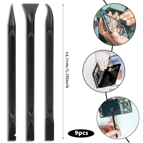 Crevice Cleaning Tool, 9 PCS Carbon Fiber Plastic Scraper Tool Car Detailing Brush Set Non-scratch Multi-purpose Scraper for Clean Small Narrow Spaces and Gaps, Remove Stickers Labels Oil Stains Dirt