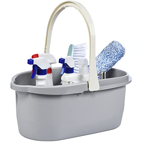Haundry 4.5 Gallon Cleaning Bucket, Good Grips Household Mop Bucket for Cleaning Supplies, Cleaning Caddy Organizer Basket with Handle, 17.1L, Grey