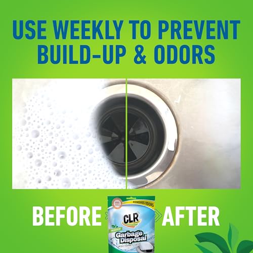 CLR Garbage Disposal Cleaner and Deodorizer Pods, 5 Count, Fresh Scent Weekly Foaming Drain Odor Eliminator - 1 Month Supply