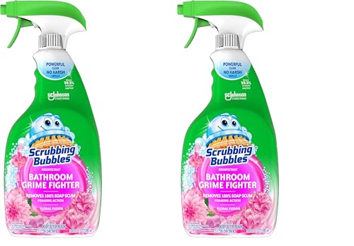 Scrubbing Bubbles Bathroom Grime Fighter, Floral Fusion Scent, 32 Fl Oz Spray Bottle, (Pack of 2)