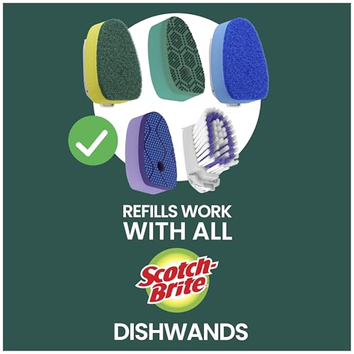 Scotch-Brite Zero Scratch Dishwand, Dishwasher-Safe Scrub Wand with Built-in Scraper, Gentle Scrubbing Power, Stands Upright, 1 Pack
