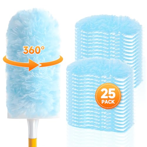 SetSail 25 Count Duster Refills Compatible with Swiffer Dusters for Cleaning Disposable Duster Refill Multi Surface 360° Duster Cleaner Kit for Ceiling Fan, Blind, Furniture
