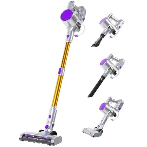 NEWBULIG Cordless Vacuum Cleaner, Removable Stick Vacuum with LED Touch Screen, Self-Standing, 35Mins Runtime, Lightweight Handheld for Pet Hair, Hard Floor, Carpet