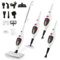 12-in-1 Steam Mop Cleaner, 15-Sec Fast Heat-Up, 1200W Floor Steamer with Double-Sided Pads, Removes 99.99% Stubborn Stains for Hardwood Floors, Marble, Clothes, Windows, Tiles, White