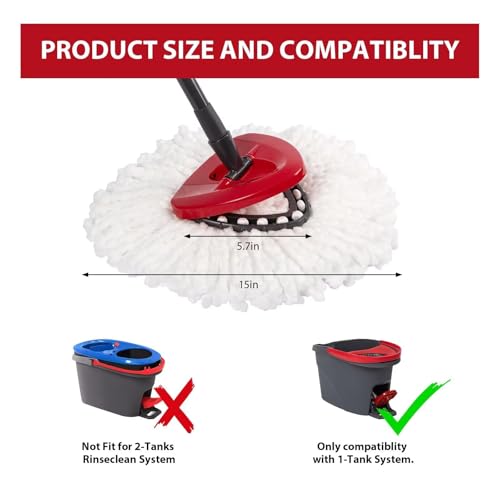 4-Pack Mop Replacement Heads for Ocedar Mop Replace Head EasyWrin Spin Mop Heads Replacements, Easy Cleaning Mop Head Replacement