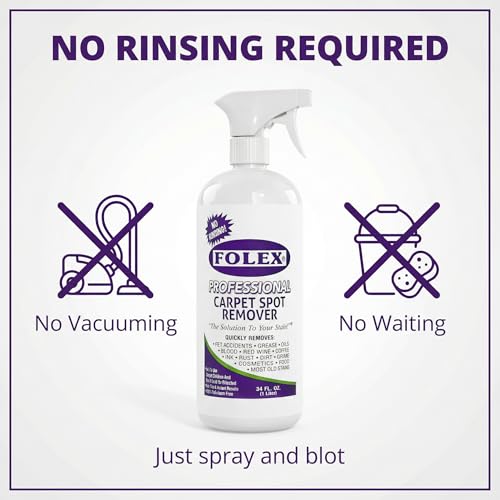 FOLEX - Professional Carpet Cleaner Spray 34 oz - Pet Stain Removal - Instant Stain Removal - No Rinsing Required - Safe for Pets - Works on All Fabrics