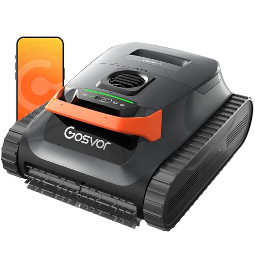 Gosvor LiteVac G1 Pool Vacuum for Inground & Above Ground Pools, Up to 200 Mins, Floor/Wall/Waterline/Shallow Area Cleaning with Smart Navigation, 15.2 lbs Lightweight, Double Filtration, Orange