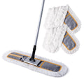 CLEANHOME 24" Commercial Dust Mop for Floor Cleaning, Heavy Duty Sweeper Broom with 2 Microfiber Mop Pads, Wet and Dry Duster Sweeper Broom for Marble, Laminate, Hardwood Floor Cleaning ,Grey