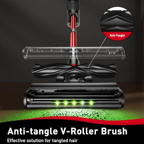 OUYFHK Cordless Vacuum Cleaner, 45KPA Stick Vacuum, 45Mins Runtime, 8-in-1 Anti-Tangle Vacuum Cleaners for Home with LED Display, Rechargeable Lightweight Vacuum for Pet Hair/Carpet/Floor