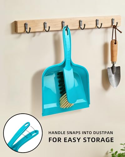 MR.SIGA Dustpan and Brush Set, Pack of 2 Set, Blue & Grey