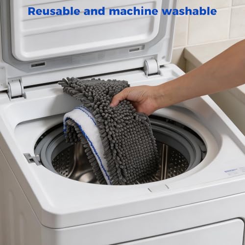 Masthome Microfiber Flat Mop, 16" Wide Floor Mop with 4 Reusable Pads & Hair Scraper, 360° Swivel Dual Sided Flip Mops, Wet Dry Dust Mop for Hardwood, Laminate, Tile, Pet Hai