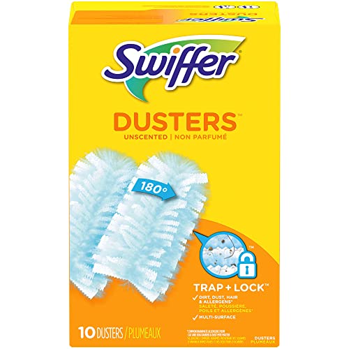 Swiffer Refill Dusters, Dust Lock Fiber, Light Blue, Unscented, 10/Box, 4 Box/Carton