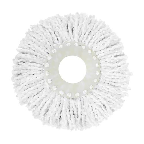Casabella Spin Cycle Floor Mop Microfiber Refill Head, Machine-Washable, White