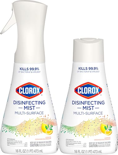 Clorox Disinfecting Mist, Lemon and Orange Blossom, 1 Spray and 1 Refill, 16 oz Each