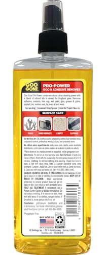 Goo Gone Spray Pro-Power Adhesive Remover with Scraper, Professional Strength, Easily Removes Wood Glue, Grease, Tar, Stickers, Goos, Wet Paint & Grime, Surface Safe, Fast Working, 16 Fl Oz