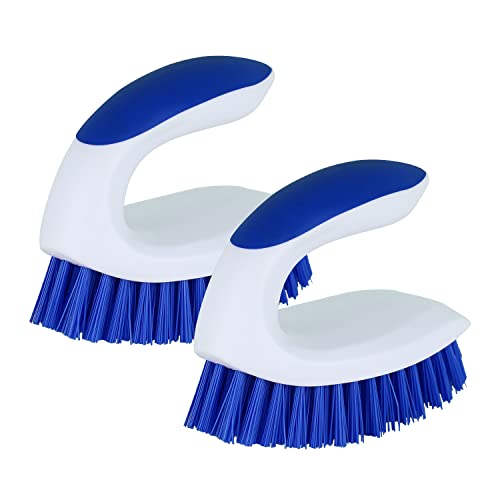 PHYEX 2 Pack Scrub Brushes, Cleaning Brush with Stiff Bristles, Handheld Scrubber for Bathroom, Shower, Tile, Carpet, Bathtub & Floor