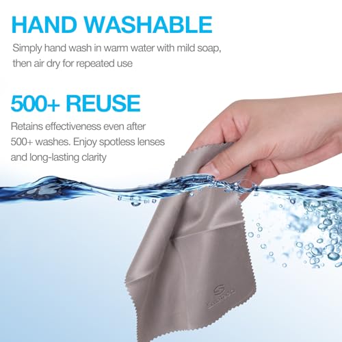 SmoTecQ 6 Pack Premium Microfiber Glasses Cleaning Cloths - Ultra Soft & Scratch Free for Eyeglasses, Sunglasses, Camera Lenses, Tablets & Screens - Washable & Reusable