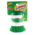 Libman Palm Brush with Soap Dispenser – Dish Brush for Pots, Pans & Kitchen Sink Cleaning – Ergonomic Grip, Non-Leaking Button, Durable Angled Bristles – Recycled PET Fibers – 4” x 3.25”