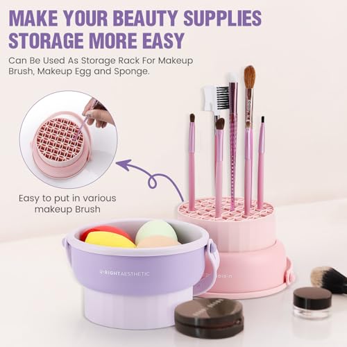 GOLIKEE Makeup Brush Cleaner Mat 3 in 1 Silicone Makeup Brush Cleaner Bowl Cosmetic Brushes Cleaning Tool Organizer for Storage and Air Drying（Khaki）