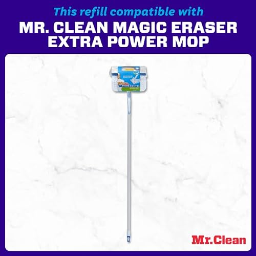 Mr. Clean Magic Eraser Extra Power Floor Mop Foam Refill Head with Water-Activated Micro-Scrubbers, White/Blue