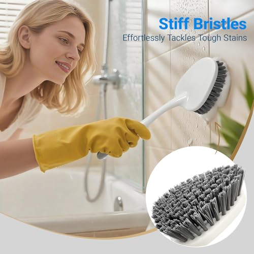 SSINBOANGI 2 Pack Heavy Duty Scrub Brush Set with Hard Bristle, Cleaning Brush Designed for Bathroom, Shower, Bathtub, Tub, Carpet, Floor, Grout, Tile