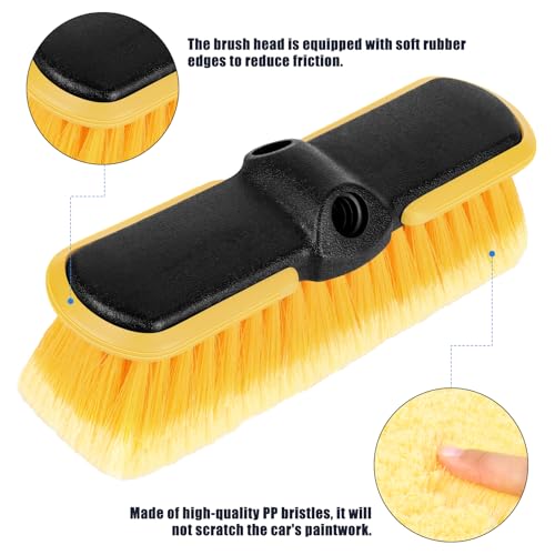 10 Inch Car Wash Brush Head, Scrub Brush Attachment for Long Handle Extension Pole,Outdoor Broom and Scrubbing Brush for Cleaning Window, Wall, House Floor, Deck, Patio, Car (10inch Brush-1Pack)