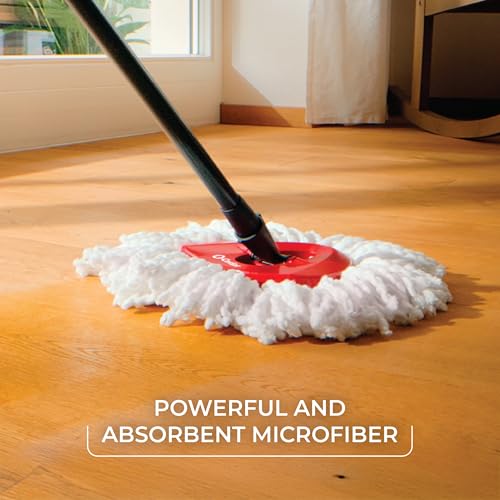 O-Cedar Easywring Microfiber Spin Mop & Bucket Floor Cleaning System + 3 Extra Refills (4 Refills Included)