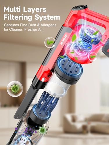 60KPa Cordless Vacuum Cleaner for Home, 700W Pet Vacuum, 70-Min Runtime, Lightweight, Rechargeable 8000mAh Dual Batteries, 2L Dust Cup, LED Display, Anti-Tangle for Pet Hair, Carpet & Hardwood Floors