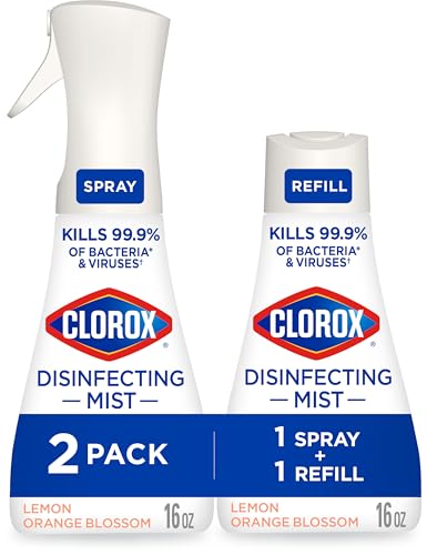 Clorox Disinfecting Mist, Lemon and Orange Blossom, 1 Spray and 1 Refill, 16 oz Each