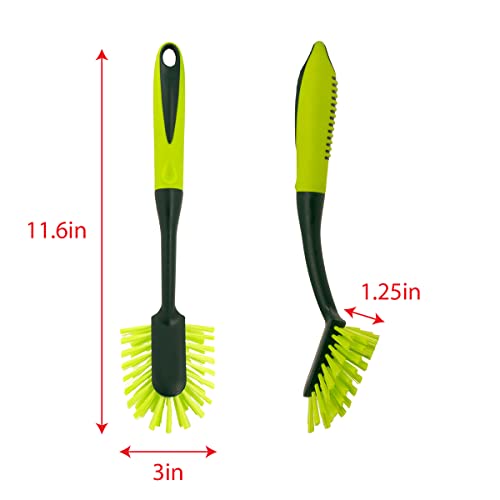 Pine-Sol Long Handle Dish Brush – Heavy Duty Bristle Kitchen Scrubber, Safe with Non-Stick Cookware