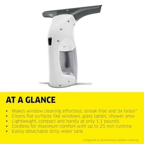 Kärcher WV 1 Electric Window Vacuum Squeegee 10" - Perfect for Showers, Mirrors, Glass, and Countertops - Electric Squeegee