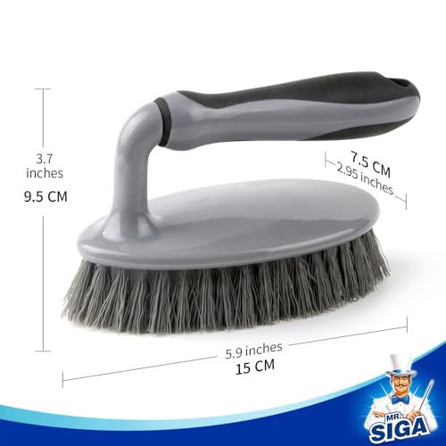 MR.SIGA Heavy Duty Scrub Brush with Comfortable Grip, Cleaning Brush for Bathroom, Shower, Sink, Floor, 2-Pack
