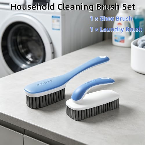 Scrub Cleaning Brush for Stains Laundry Brush Soft Bristle Cleaning Brushes Small Brushes for Cleaning Scrubbing Brush for Clothes,Shoes,Carpet,Bags,Bathroom, Floor -2 Pack