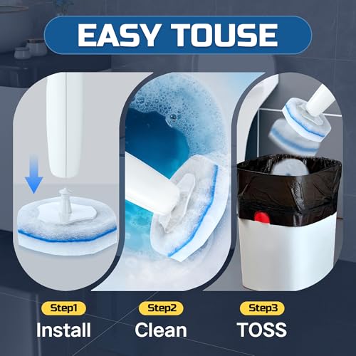 A JINDALAI Disposable Toilet Brush Heads, 20 PCS Toilet Wand Refills Compatible with Clorox Toilet Wand Handles, Fiber Scrub Replacement Pads