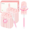 Nicemiya 30 Count Pink Duster Refills Compatible with Swiffer Handle, 360° Multi-Surface Duster Refills with 1 Handle, 5X Microfibers Disposable Dusters for Home, Office Cleaning
